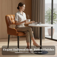 Curved Spine Supportrest Dining Chair Italian Aesthetic Upholstered Seat Minimalist Design Anti-Slip Foot Pads for Hotel