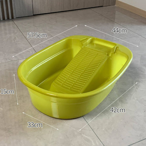 Plastic Wash Tub with Integrated Washboard Thickened and Long-Lasting