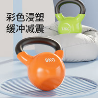 专业健身女士实心壶铃浸塑练臀8kg6摇摆瑜伽器材提壶哑铃铸铁壶玲