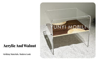 C-Shaped Accent Table Retro-Modernperiod Modern Nightstand Designer Inspired Space-Saving for Renters, Living Room, Small Spaces