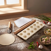 5 Pieces 12-Hole Dumpling Press Polished Rim Pastry Roller Set Space-Saving
