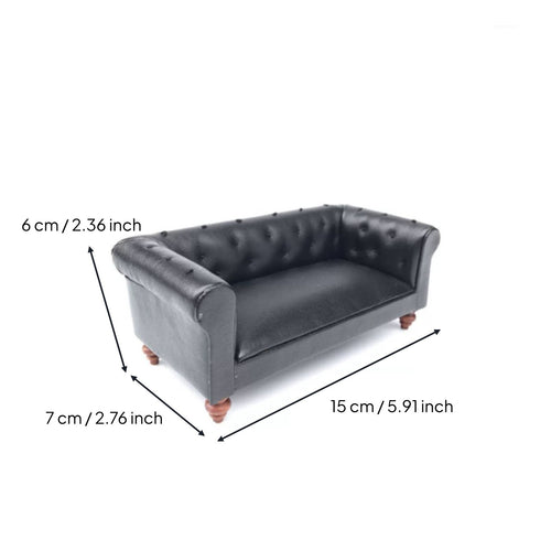 1:12 Scale Sofa Classic Dollhouse Leather Couch Collectible Grade Miniature Loveseat for Hobbyists, Collectors