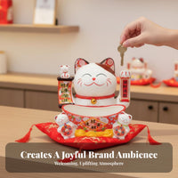 Fortunate Cat Key Bowl Adorable Appearance Fortunate Cat Statue with Tray for Front Desk