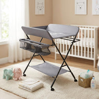 Adjustable Height Changing Table Mesh Storage Basket Foldable Changing Table