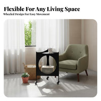 Rolling Corner Table with Cutouts Small Footprint Household Furniture for Adults