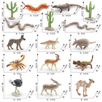 Desert Animal Figures Set with Cactus, Wild Dog, Rattlesnake, Camel, Lizard, Scorpion, Centipede