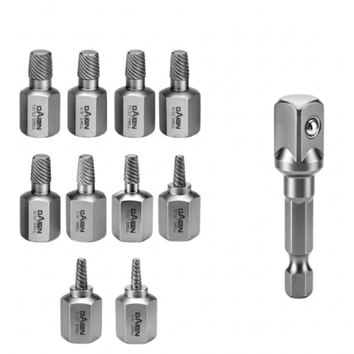 10 Pieces Screw Extractor with Adapter High Hardness for Plumbers