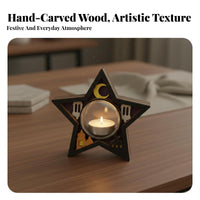 Holiday Themed Star Shaped Candle Holder Hollow-out Pattern Moon Shaped Candle Holder Elegant Design for Bedroom, Meditation Space, Wedding