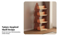 Space Saving Multi-Tier Shelving Single Unit Multifunctional Evergreen Tree Shaped Book Stand Large Capacity Bookshelf Accessible Design for Children, Homeowners, Playroom, Bedroom, Home Office, Small Areas
