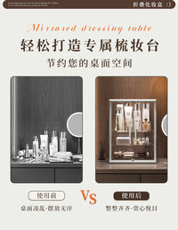桌面化妆品收纳盒窄款透明防尘护肤品储物柜香水大容量整理置物架