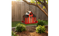 Solar Bird Feeder House Roofed Garden Decor for Outdoor