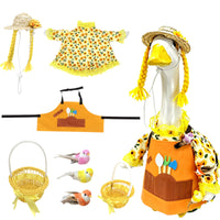 23-Inch Porch Goose Costume with Scarf and Watering Can, Blue Floral