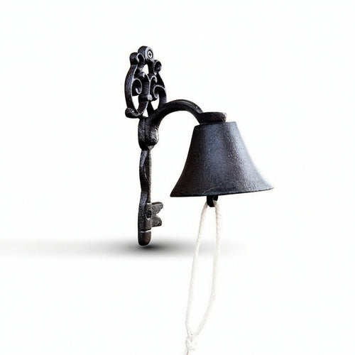 Wall-Mounted Bell with Pull Rope Rustic Hanging Bell with Pull Rope for Entryway