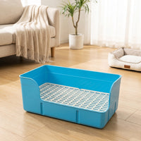 High Sided Litter Box Bunny Litter Tray, Reinforced Bunny Litter Box with Removable Pan and Mesh Grate, Anti-Tip Design for Enclosures, 40x22.5x17cm