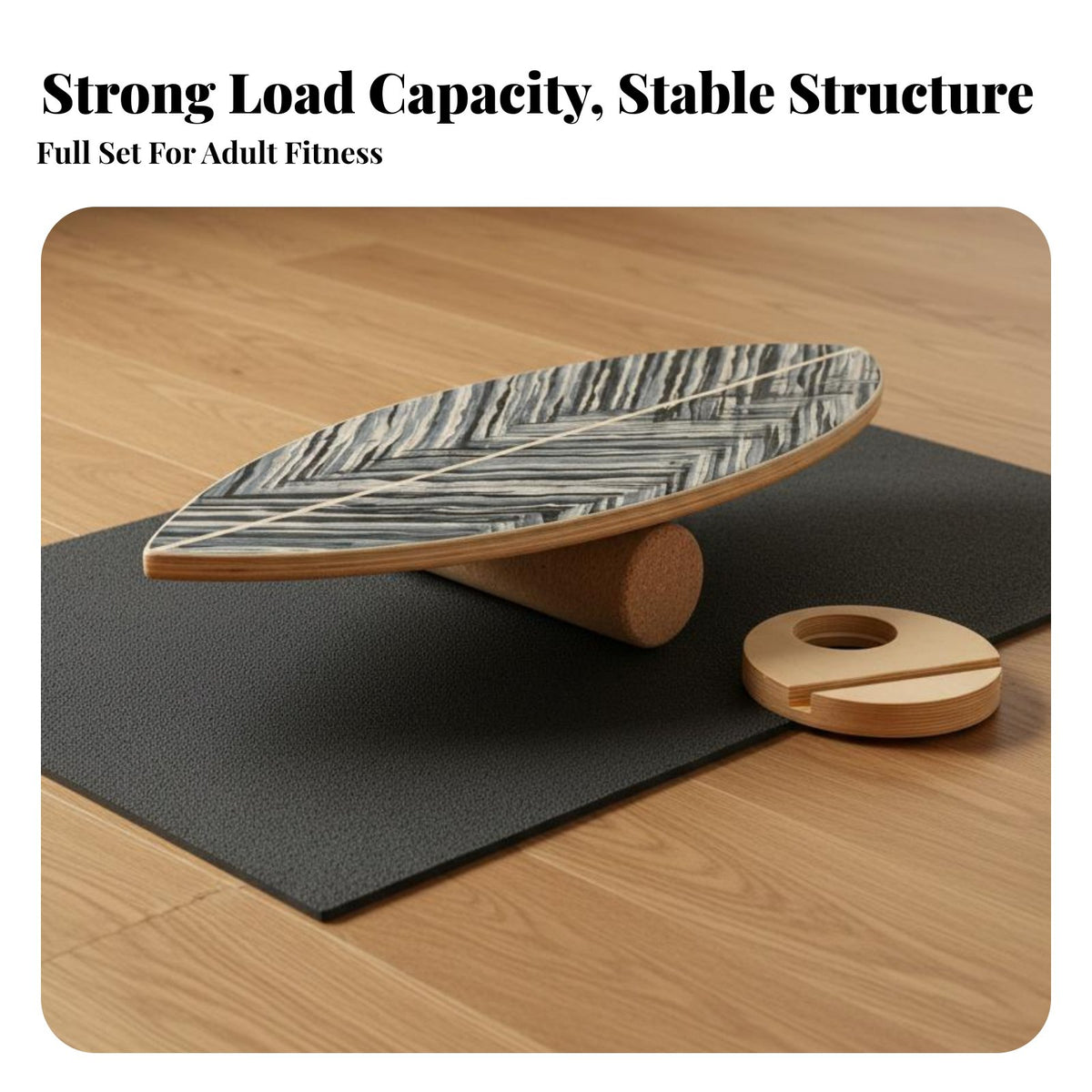 Simulates Surfing Balance Board with Roller Versatile Workout Tool Roller Balance Board Long-Lasting Multi-Layer Wood Indoor Wave Instructor Floor-Safe Design for Surfers, Skateboarders, Athletes