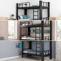 Metal Bunk Bed Frame Heavy Duty Bunk Bed with Guardrail Space-Saving Furniture for Teens, Students, Shared Bedroom, Dormitory, Hostel