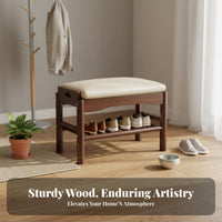 2-Tier Entryway Stool Space-Saving Shoe Rack Minimalist Design for Cloakroom