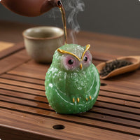 Tea Table Accessory Owl Ornament Glossy Finish Resin Owl Figurine Expressive Eyes Home Decor for Living Room