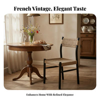 Woven Seat Chair Japanese Minimalist Look and Feel Woven Spine Chair French Vintage Reminiscent of Dense Weaving