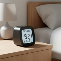 LCD Desk Clock Electronic Table Timepiece Digital Large Display Calendar Clock with Temperature Display Suitable for Reading Desk Dorm Room Family Use