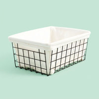 Kitchen Storage & Organisation Baskets for Shelves with Handles, Wire with Removable Textile Liner for Toys and Bathroom