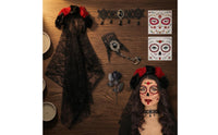 Black Lace Choker Necklace Masquerade Face Tattoo Stickers Decorative