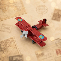 Vintage Biplane Figurine Retro Propeller Plane Model Detailed Finish