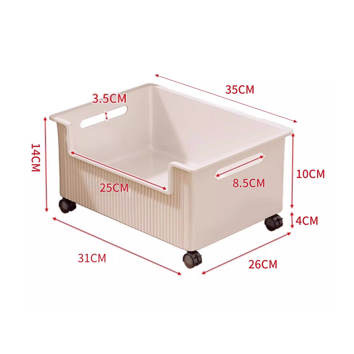 2 Pieces Wheeled Under Bed Organizer Large Capacity for Dorm Rooms