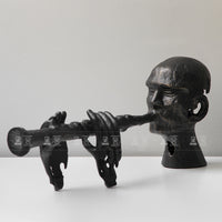 现代简约复古风抽象吹笛人物摆件样板房客厅玄关电视柜软装工艺品
