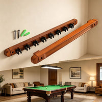 Billiard Cue Rack with 8 Slots Compact Wall Mount Pool Cue Rack Hardwood