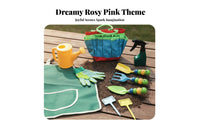 10 Pieces Kids Gardening Tool Set Child-Sized Kids' Gardening Tools Metal Heads Mini and Rake Set for Girls, Young Children, Outdoor, Sandbox