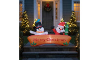 Santa and Snowman Inflatable Outdoor Snowman Inflatable Yard Decoration Three-Dimensional 6-Foot for Storefront