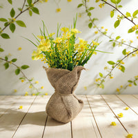 Artificial Begonia Potted Plant with Burlap Wrap