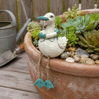 Textured White Bird Figurine Decorative Hanging Bird Figurine for Landscape