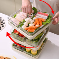 Rotating Tray with Compartments Versatile Divided Serving Dish for Meal Prep