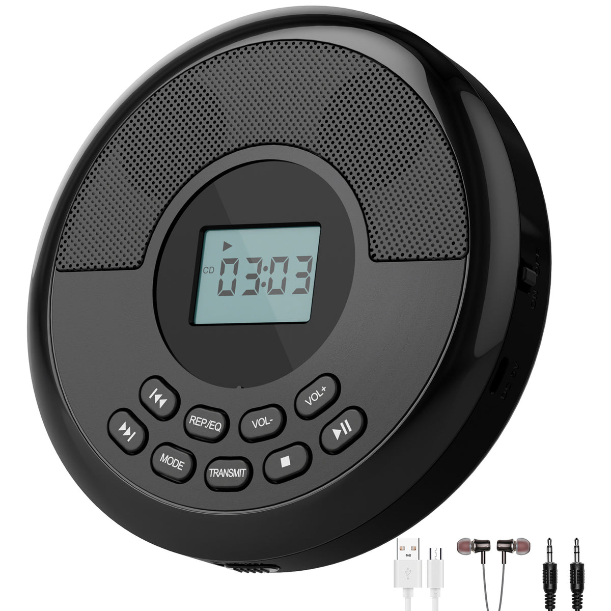Portable CD Player with Bluetooth, USB, MP3, Dual Speakers