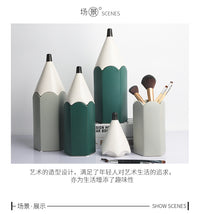 Ceramic Pencil Holder with Geometric Pattern, Minimalist Style