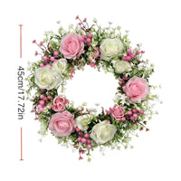 Door Wreath with Roses Realistic Rose Wreath Long-Lasting for Entryway, Wall