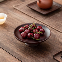 Bamboo High-Footed Fruit Tray for Living Room Snacks and Nuts