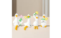4 Pieces Cute Car Dashboard Ornament Miniature Car Dashboard Decoration Playful Mini Duck Figurine Cartoon for Drivers, Desk, Office