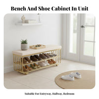Upholstered Shoe Rack Bench Luxurious Design Cushisingled Rack Bench Multi-Purpose Use Multi-Purpose for Apartment Dwellers