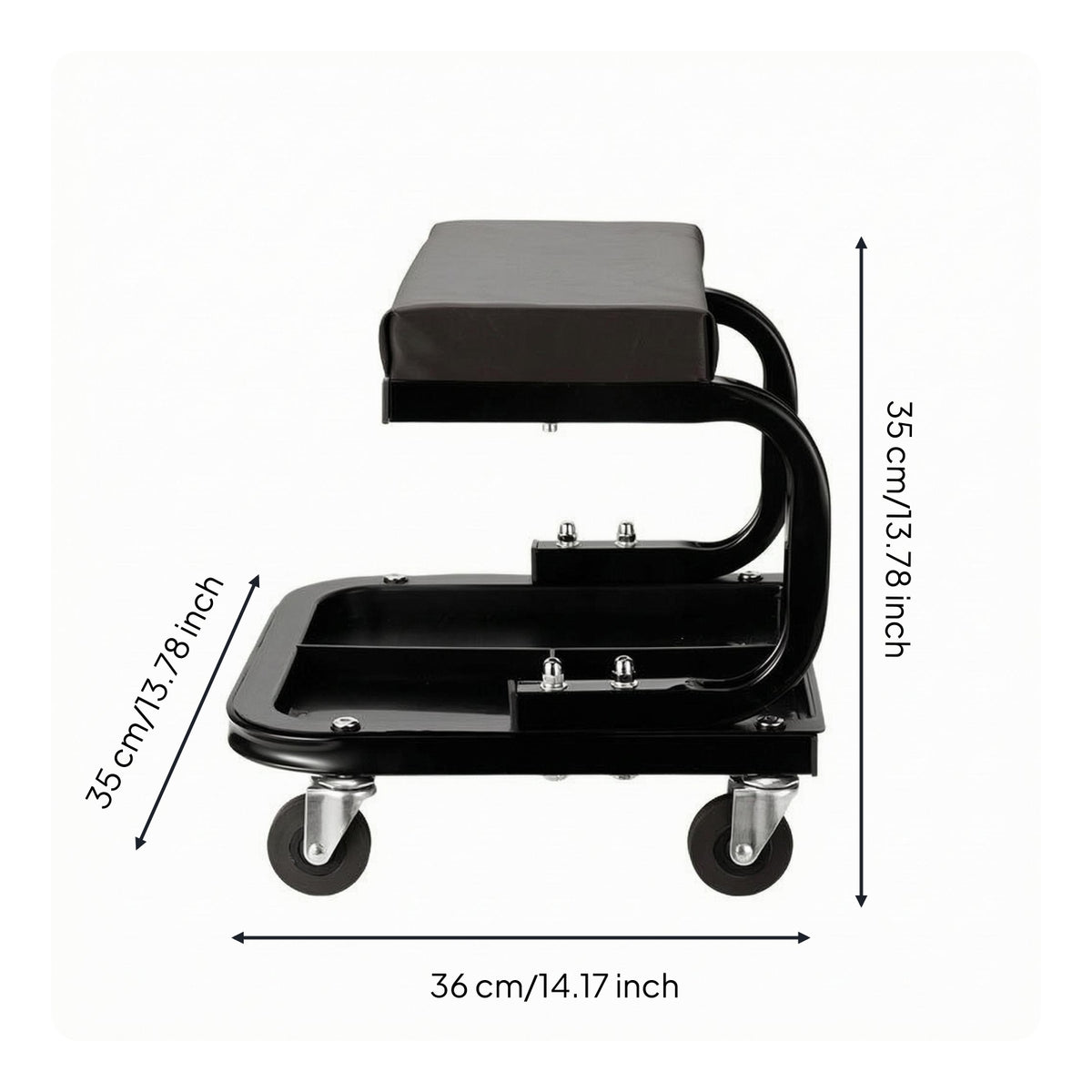 Rolling Workshop Stool Compact Storage Workshop Stool 300 Capacity Work Seating for Mechanics, Repair Shop