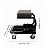 Rolling Workshop Stool Compact Storage Workshop Stool 300 Capacity Work Seating for Mechanics, Repair Shop