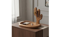Wooden Key Holder with Tray Solid Wood Bedside Catchall Tray