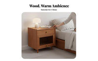 Single-Drawer Nightstand Japanese design Bedside Table adaptable for Small Spaces