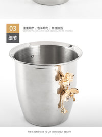 新中式轻奢香槟桶冰桶摆件样板房酒店吧台售楼处抽象植物酒桶饰品