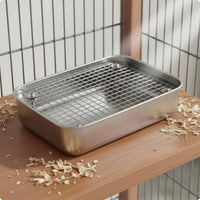 Stainless Steel Pet Toilet Tray Sturdy Small Pet Toilet Tray Easy to Clean