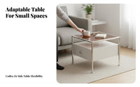 2 Pieces stackableing Coffee Table Set With Storage Drawer Living Room Furniture