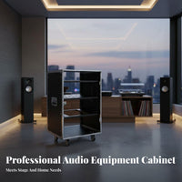 Mobile Audio Rack Locking Casters Mobile Equipment Case Removable Front and Rear Doors Rolling Audio Rack for Artists, DJs, Live Performance, Stage