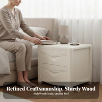 End Table with Woven Drawer Japanese aesthetic Nightstand Rattan Weave for Hallway